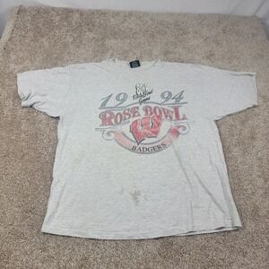 Mascot Vintage 1994 Rose Bowl Wisconsin Badgers T Shirt NCAA Gray Sz XL Thrashed